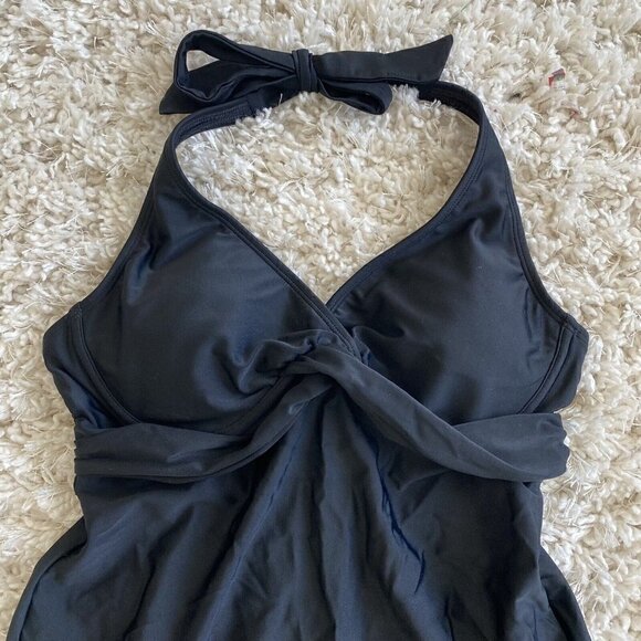 Athleta Tara Halter Tankini Swim Dress Black Underwire 492068 Women's 34 B/C - Picture 2 of 8